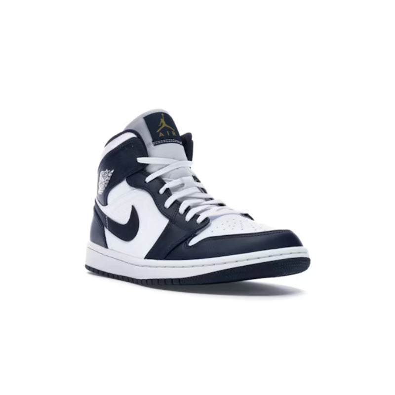 Nike Air Jordan 1 Mid White Metallic Gold Obsidian