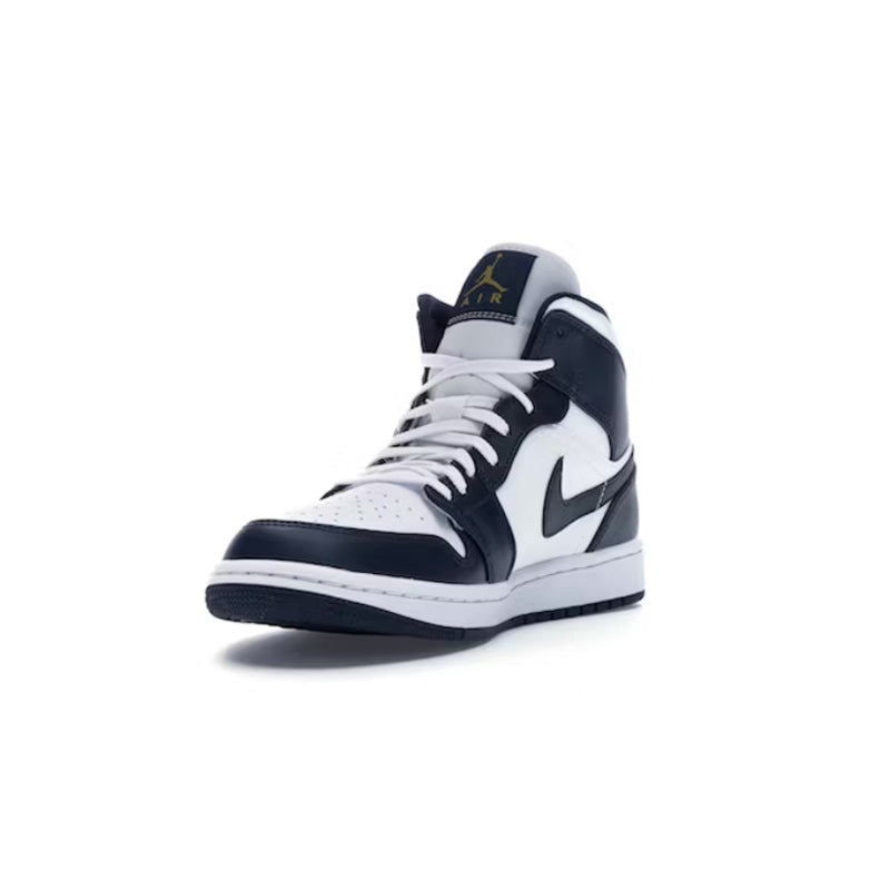 Nike Air Jordan 1 Mid White Metallic Gold Obsidian