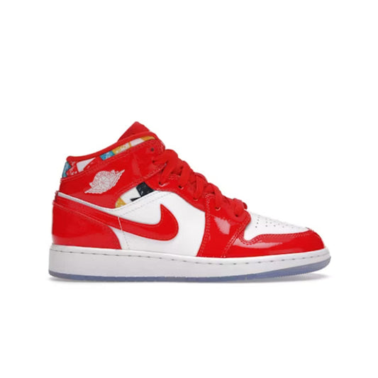 Nike Air Jordan 1 Mid Barcelona Sweater Red Patent (GS)