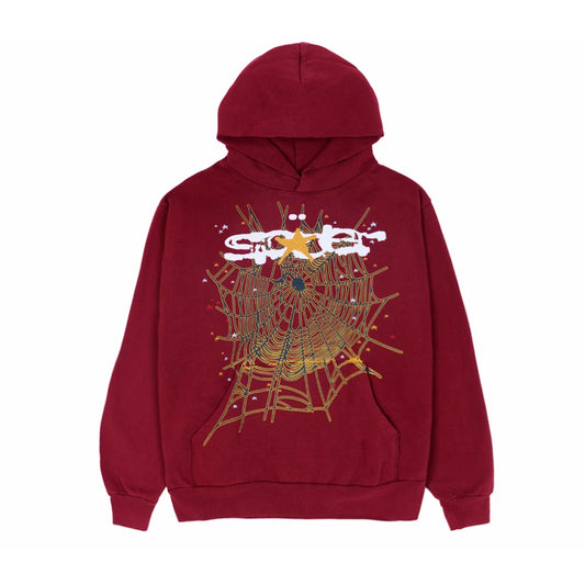Sp5der Logo Hoodie Maroon